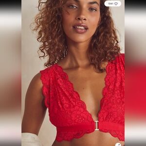 Nwt-free People-we Are haH‎ Lace Bralette in Vibrant Red